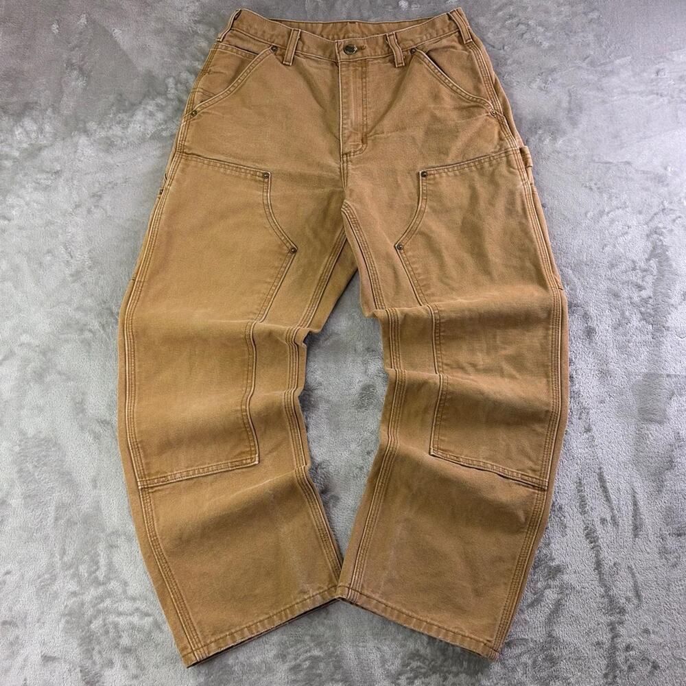 Carhartt B136 BRN Double Knee Work Pants Men’s 30x30 Brown Loose Fit